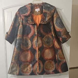 Chic Orange and Black Women's Coat